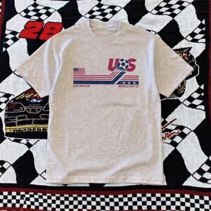 Grey Usa Soccer World Cup 1994 T-Shirt With Red Accents